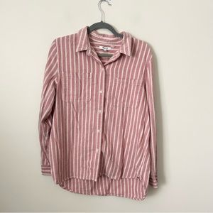 Madewell Pink/White Button Down Top
